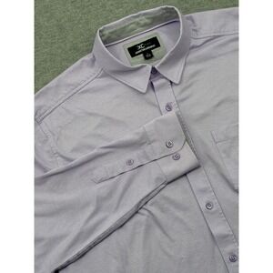 Johnston & Murphy XC Flex Mens Large Lavender Purple Micro Check Button Up Shirt